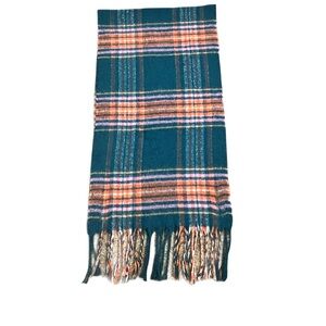 Teal/Orange Large Winter Scarf, 19 1/2” X 74” w/ 6” Fringe